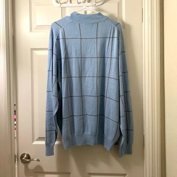 Peter Millar Light Blue Sweater Zippered Turtleneck Pullover - Picture 2 of 4